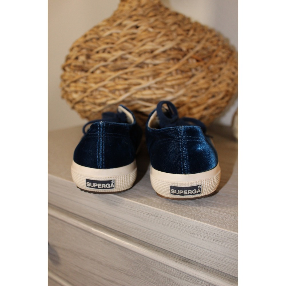 Superga Velvet Sneakers Navy Blue Women Shoes Size 7.5 - Picture 4 of 5